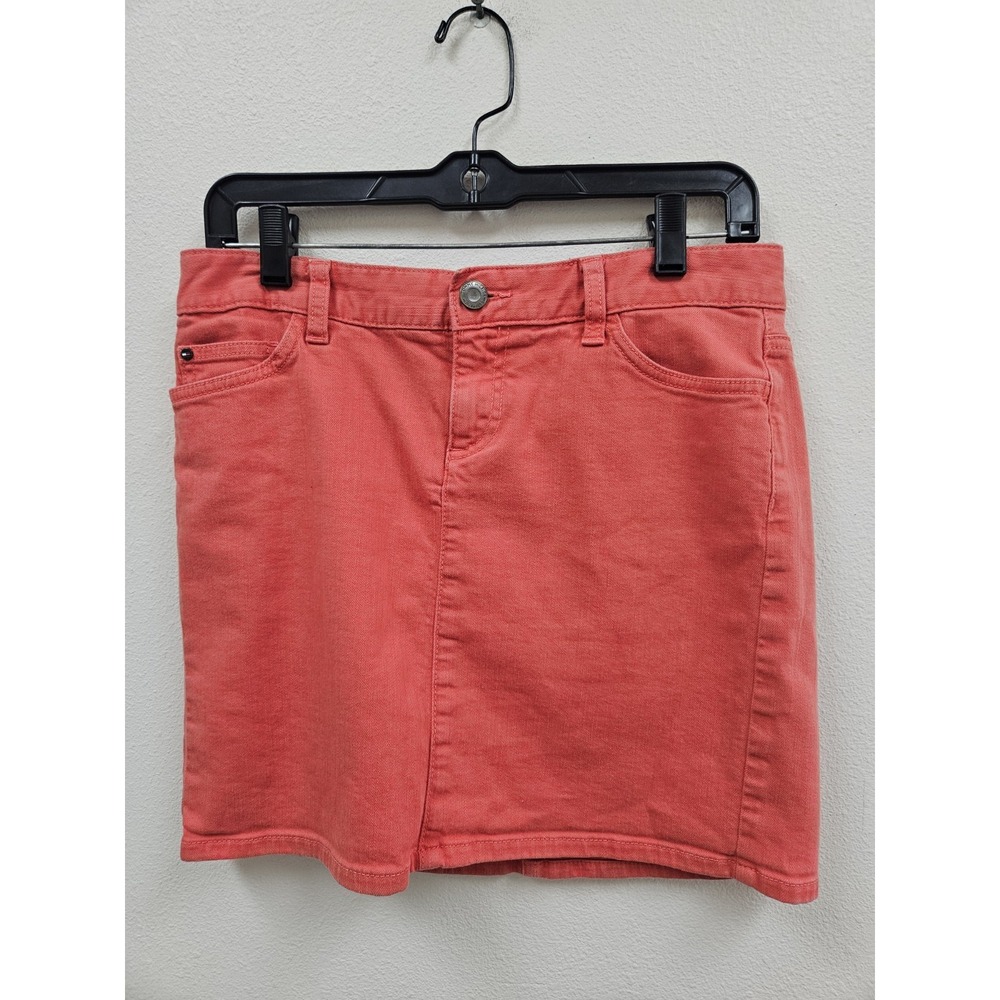 Tommy Hilfiger Women's Paprika Jean Skirt Red Orange Cotton Denim Size 4